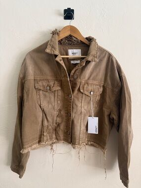 Vervet Oversized Distressed Cropped Jean Jacket - Brown